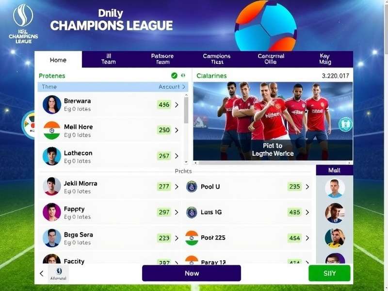 ISL Champions League gameplay screenshot showing football match